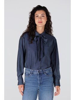 JANSEN AMSTERDAM Ess blouse necktie dark blue