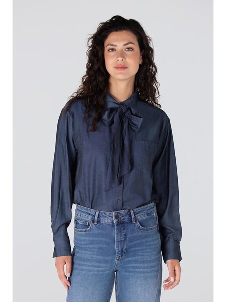 JANSEN AMSTERDAM Ess blouse necktie dark blue