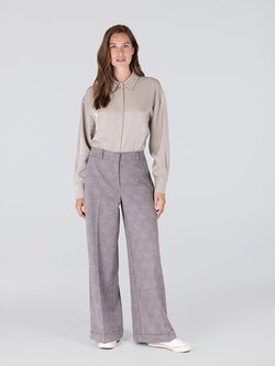 Jansen Amsterdam Denise broek wide leg omslag black off-white