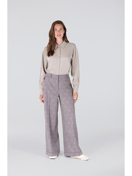 JANSEN AMSTERDAM Denise broek wide leg omslag black off-white