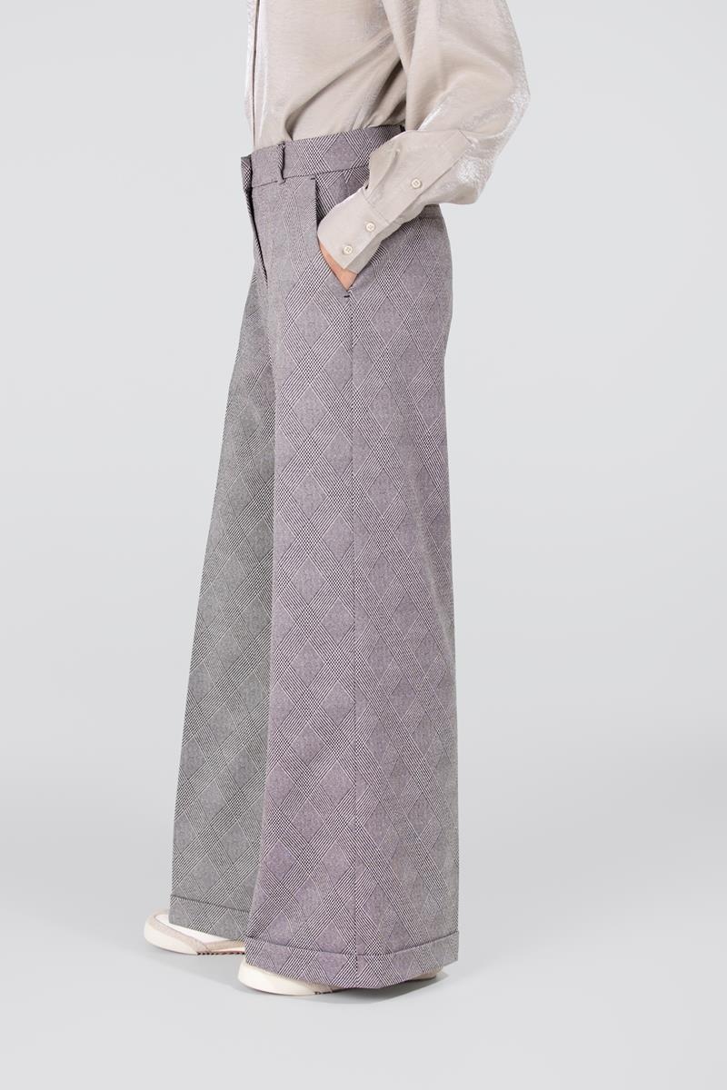 JANSEN AMSTERDAM Denise broek wide leg omslag black off-white