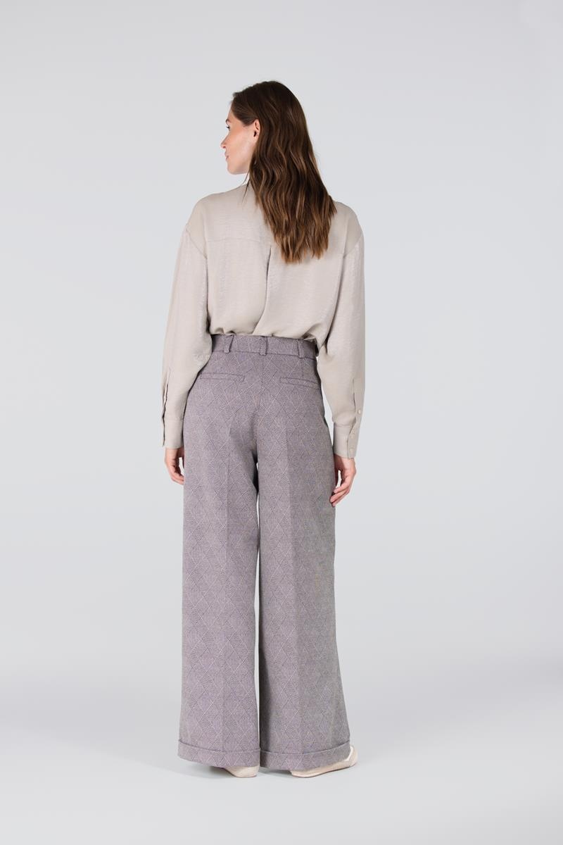 JANSEN AMSTERDAM Denise broek wide leg omslag black off-white