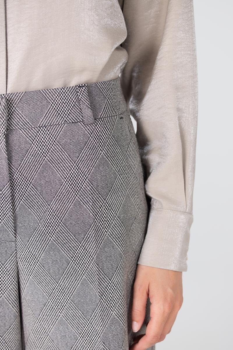 JANSEN AMSTERDAM Denise broek wide leg omslag black off-white