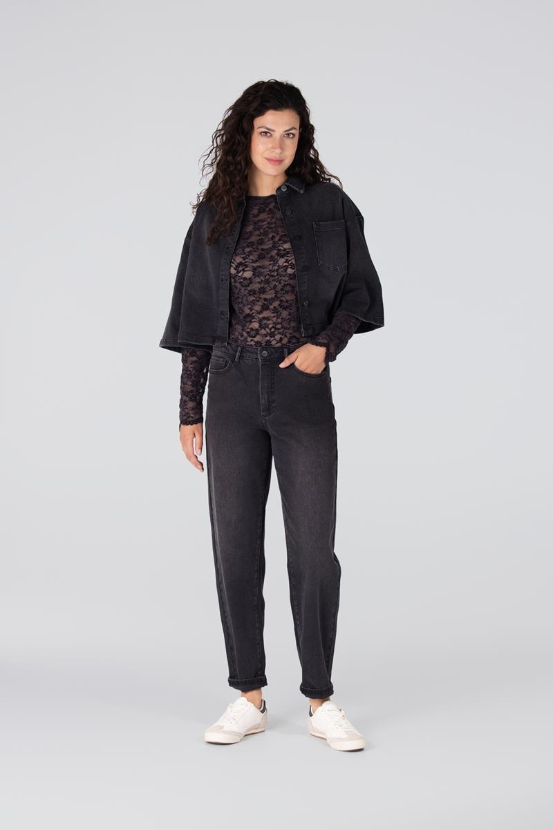 JANSEN AMSTERDAM kiki top shoulderpads antraciet