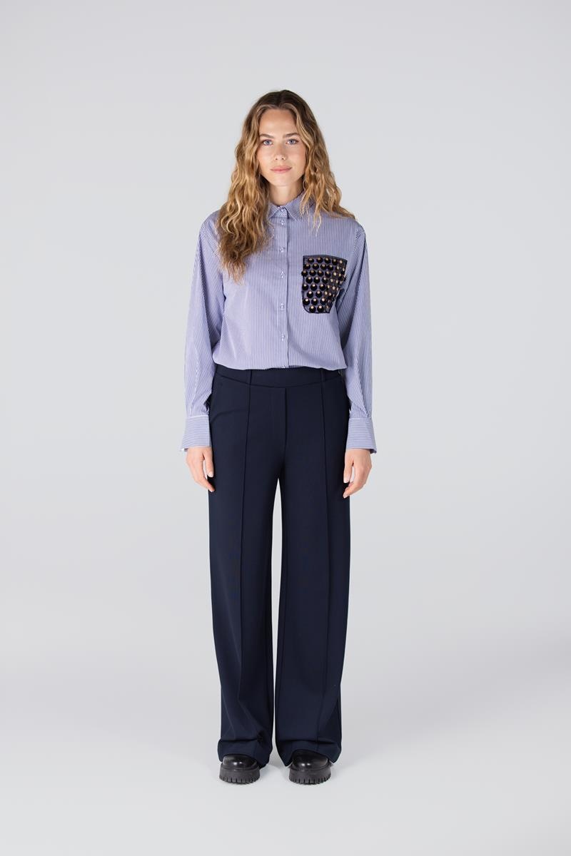 JANSEN AMSTERDAM goldie blouse sequins pocket dark blue