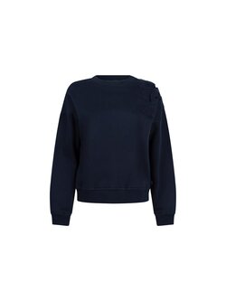 JANSEN AMSTERDAM Gaby long sleeve flower detail dark blue