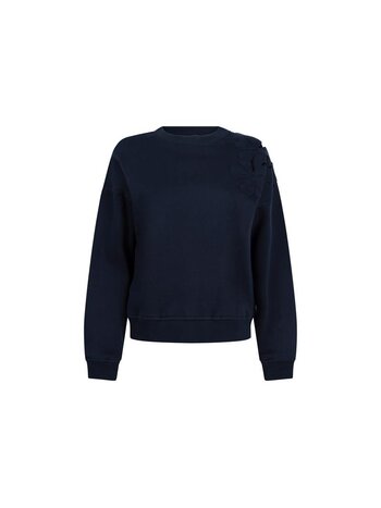 JANSEN AMSTERDAM Gaby long sleeve flower detail dark blue