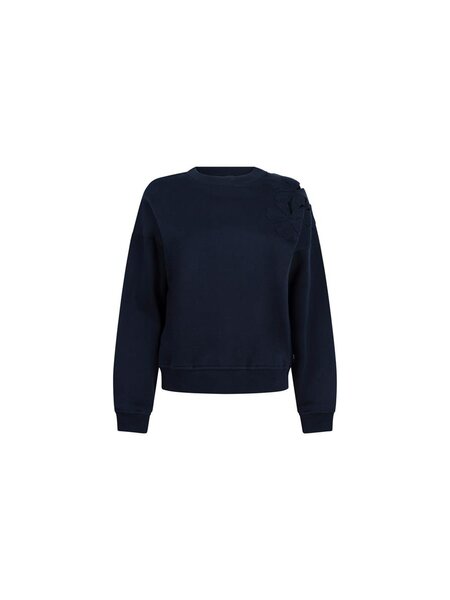 JANSEN AMSTERDAM Gaby long sleeve flower detail dark blue