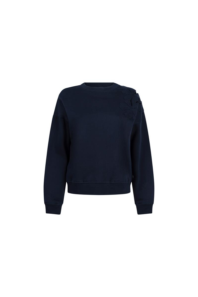 JANSEN AMSTERDAM Gaby long sleeve flower detail dark blue