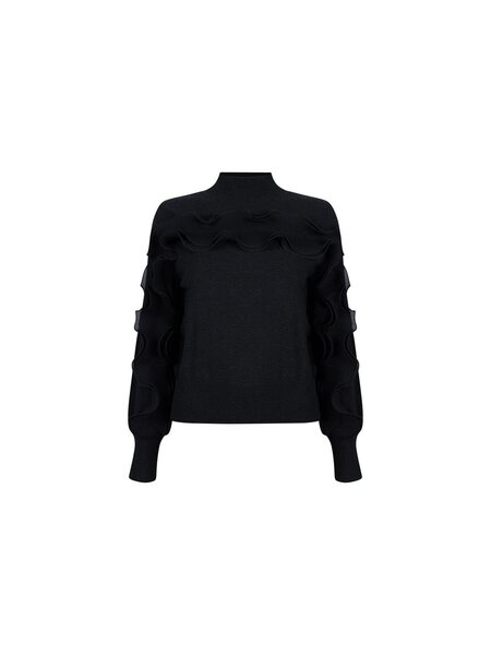 JANSEN AMSTERDAM barbara trui long sleeve plisse ruffles antraciet