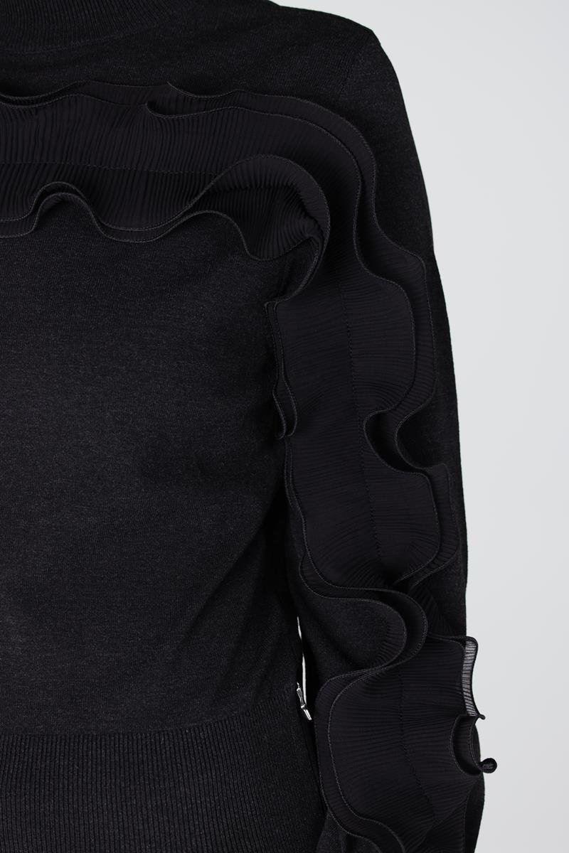 JANSEN AMSTERDAM barbara trui long sleeve plisse ruffles antraciet