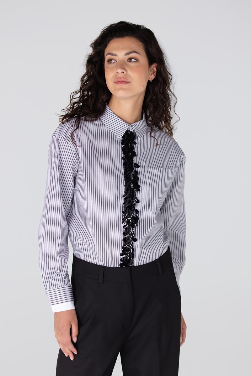 JANSEN AMSTERDAM alexis blouse sequin plaquet grey