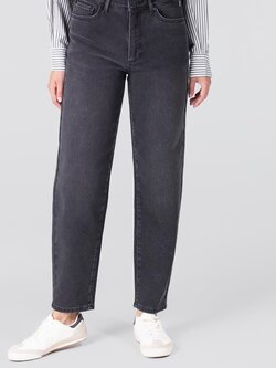 JANSEN AMSTERDAM emma jeans straight ankle with glitterspray antraciet denim silver glitter