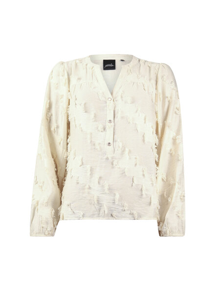 POOOLS FASHION Blouse fringes pebble