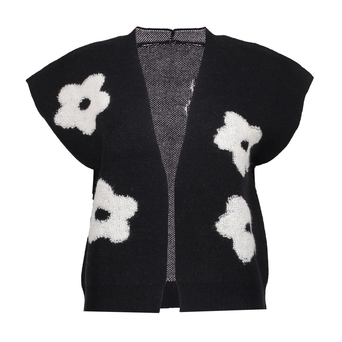 GEISHA Vest flowers black/off white