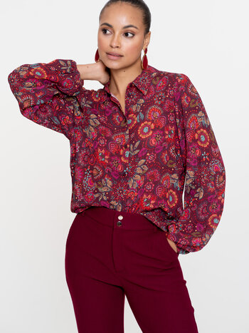 GEISHA Blouse print fuchsia/red