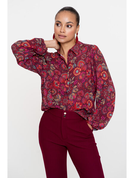 GEISHA Blouse print fuchsia/red