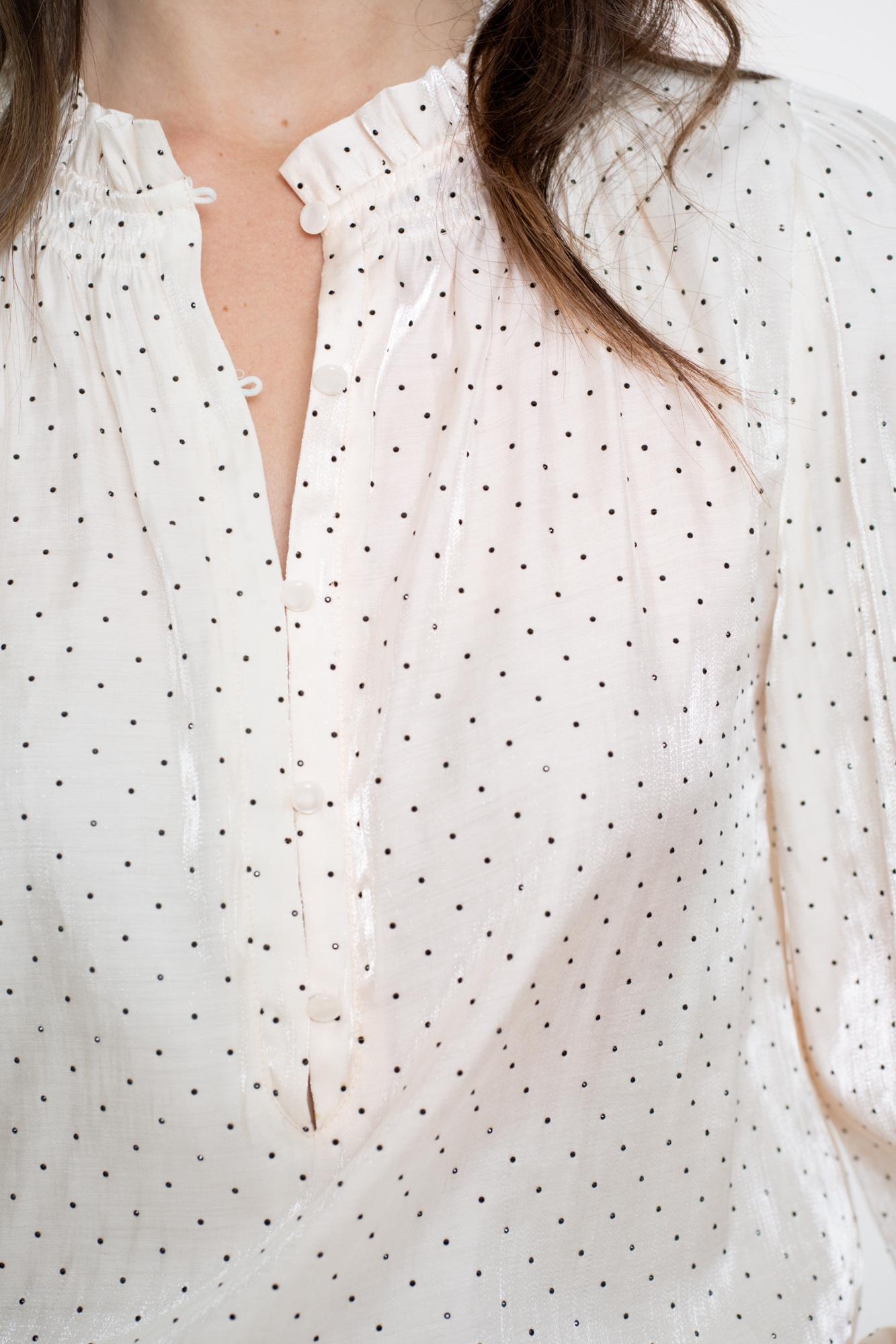 GEISHA Blouse shiny with dots ivory/black