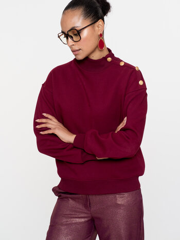 GEISHA Sweater with buttons at shoulder burgundy