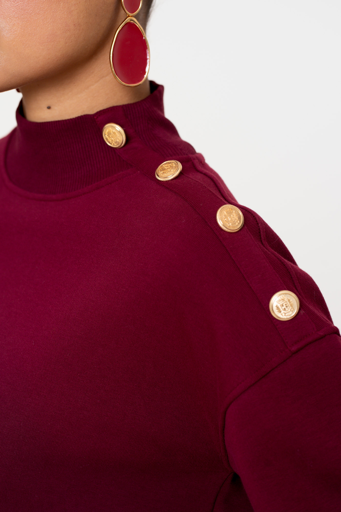 GEISHA  Sweater with buttons at shoulder burgundy