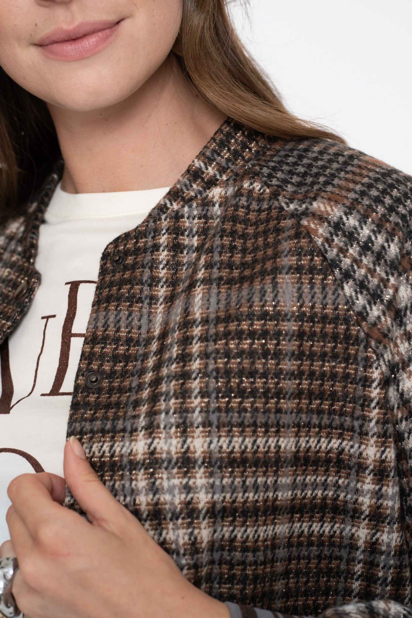 GEISHA Jacket check print brown/grey