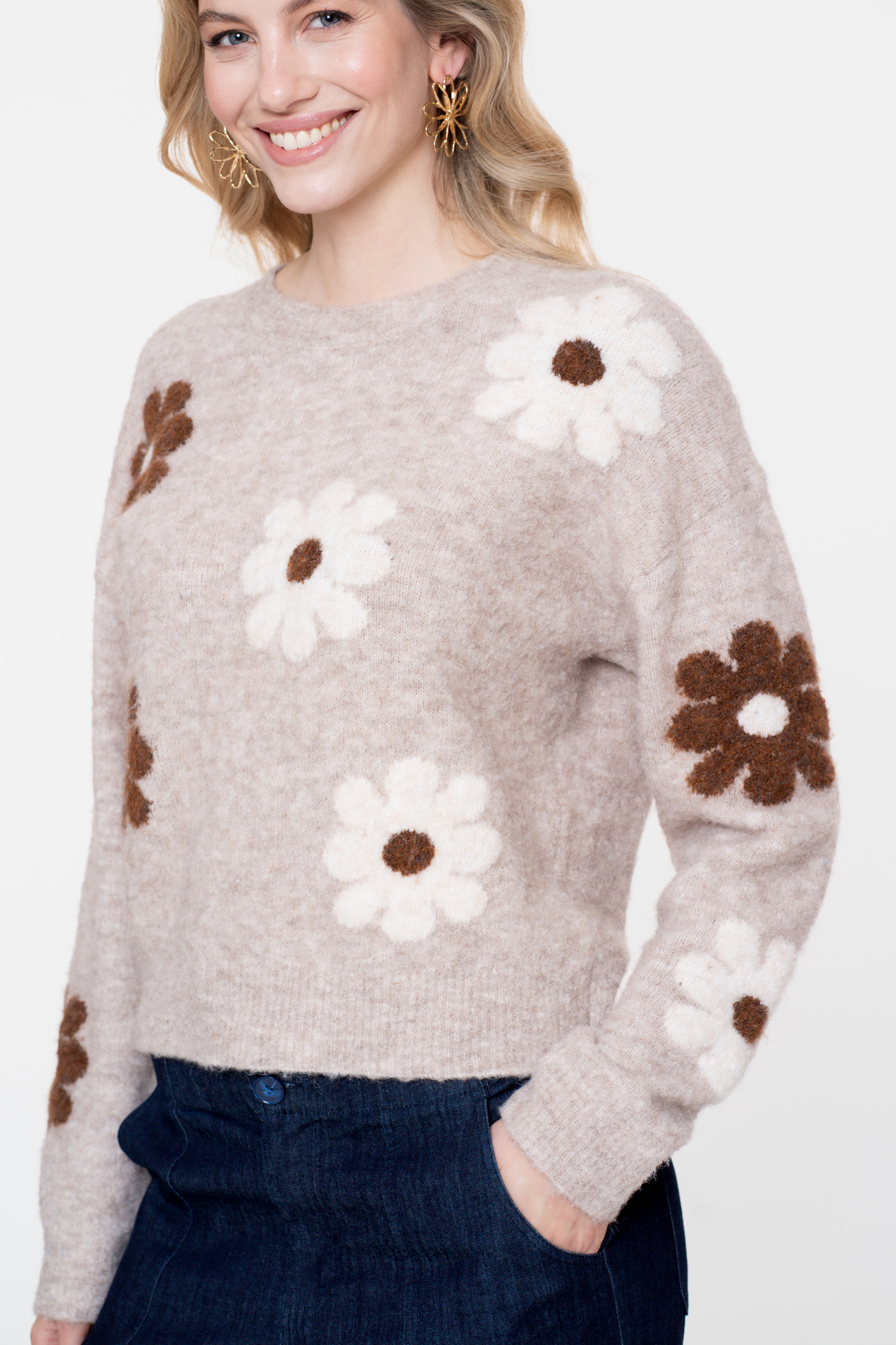 GEISHA  Pull flowers sand/brown/off white