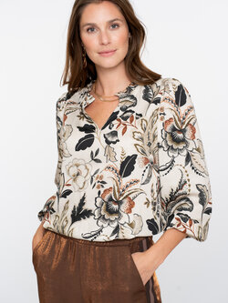 GEISHA Top print beige/black