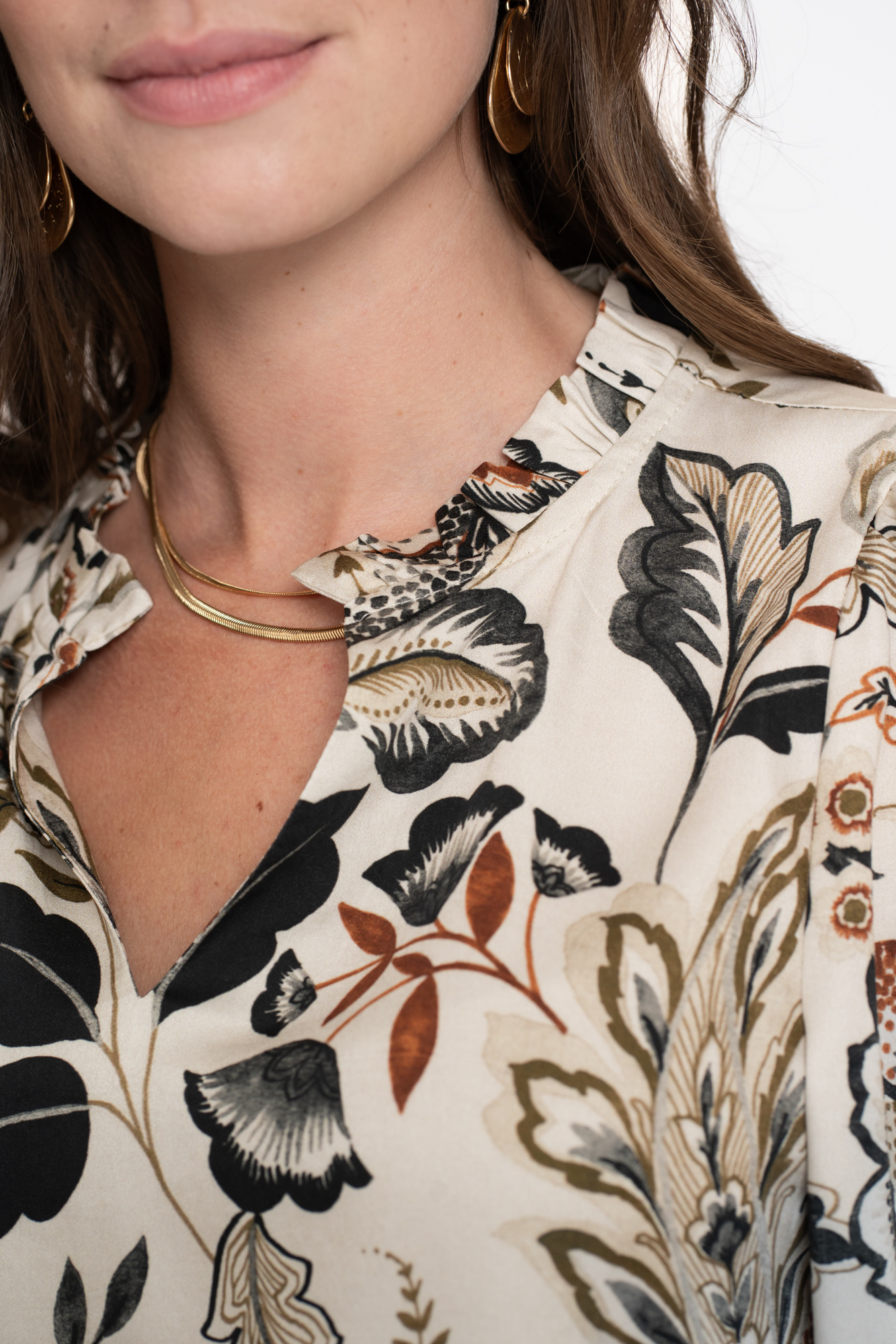 GEISHA Top print beige/black