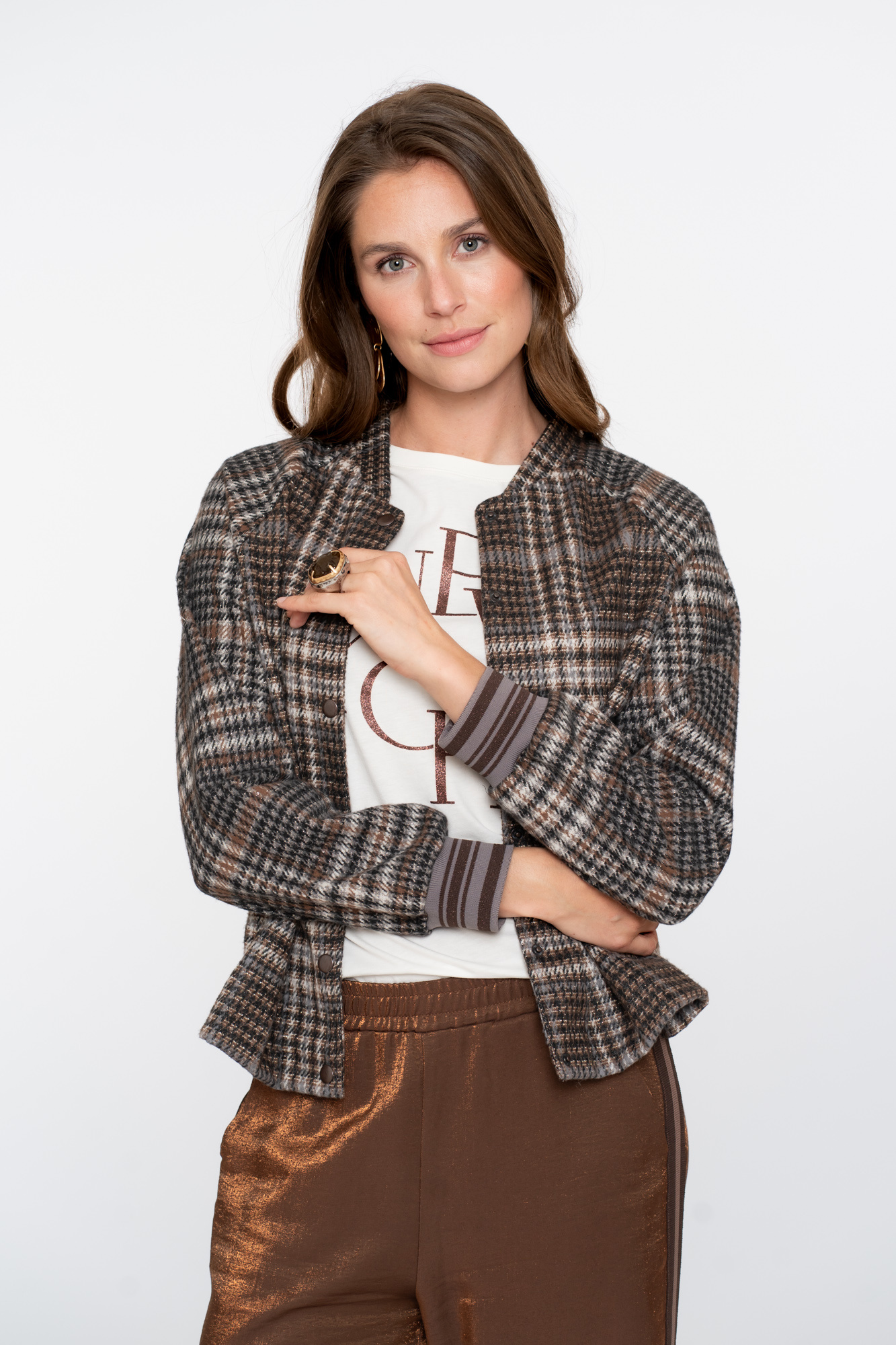 GEISHA  T-shirt "new york" off-white/coffee