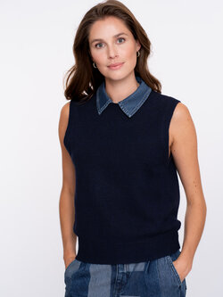 Geisha Spencer denim collar navy + denim collar