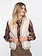 GEISHA  Gilet teddy embroidery off-white/tape dark brown zigzag