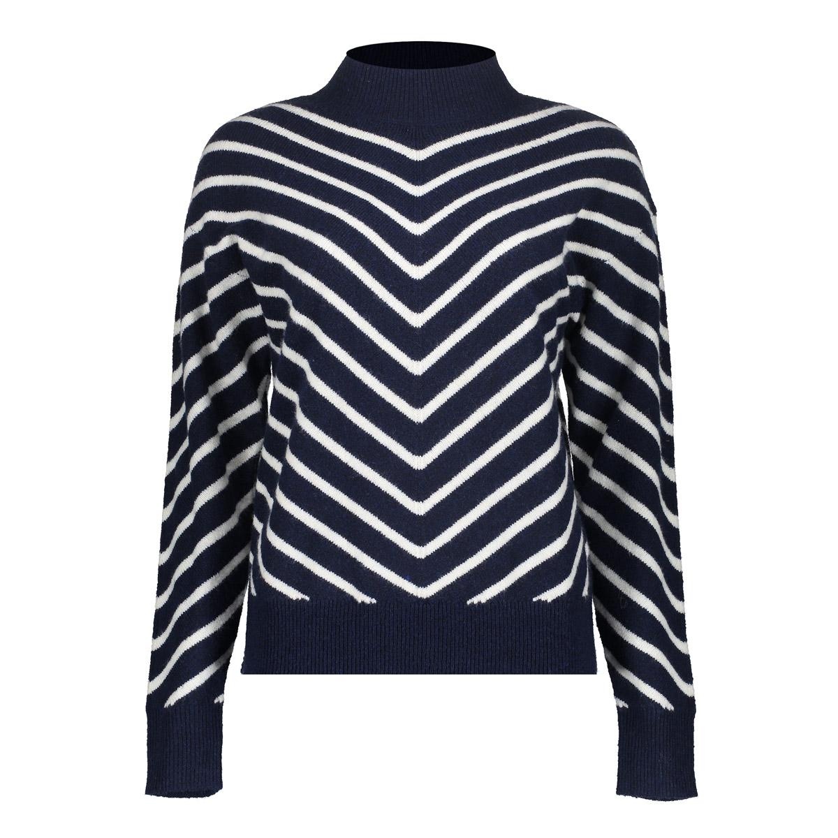 GEISHA  Pull stripes turtleneck navy/offwhite