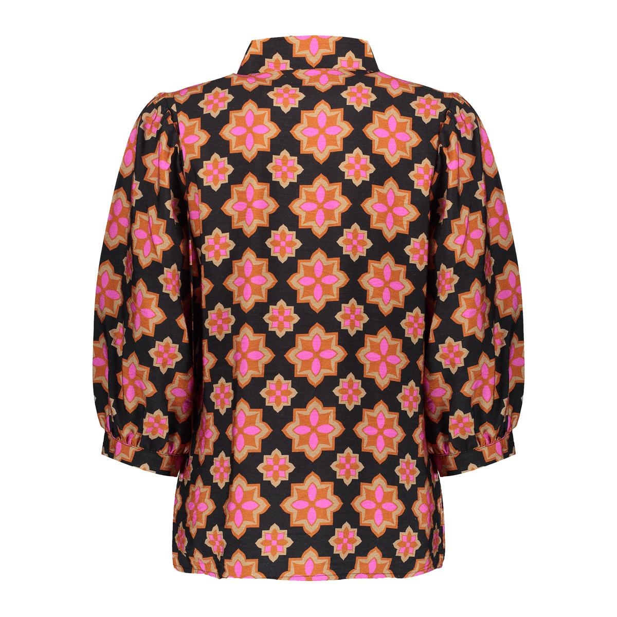GEISHA Blouse print star black/pink