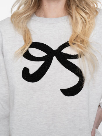 GEISHA Sweat with bow beige melange/black