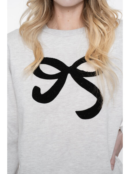 GEISHA Sweat with bow beige melange/black