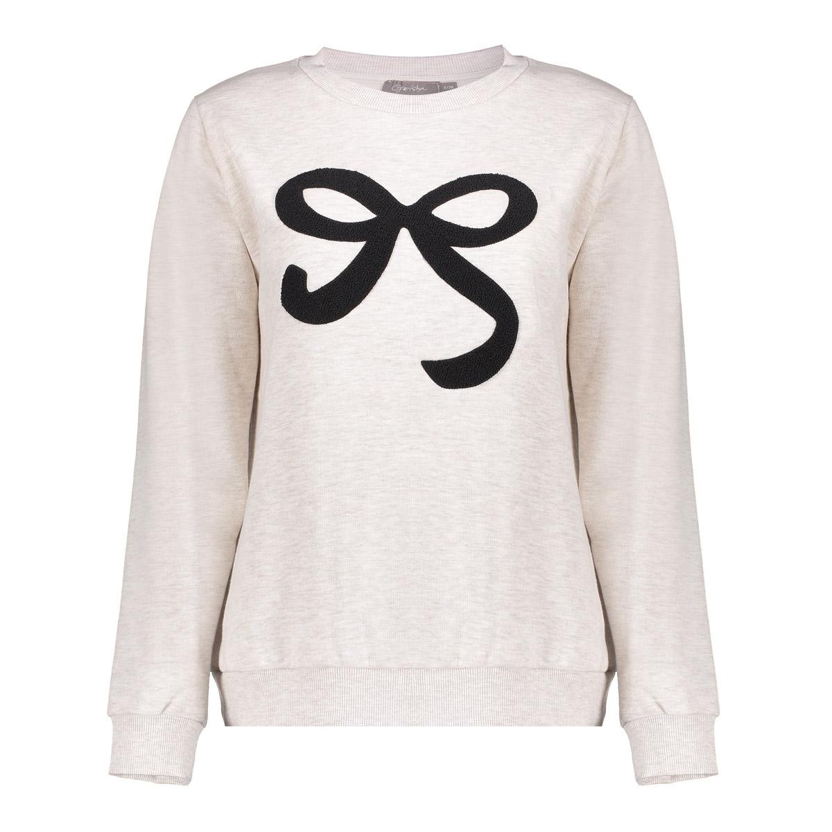 GEISHA  Sweat with bow beige melange/black
