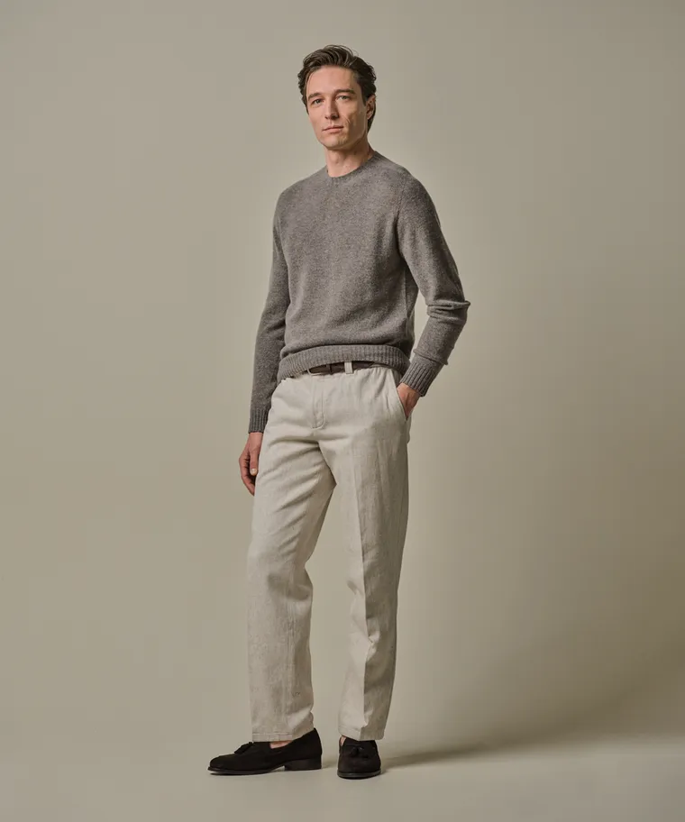 PROFUOMO Round Neck Cashmere Light brown