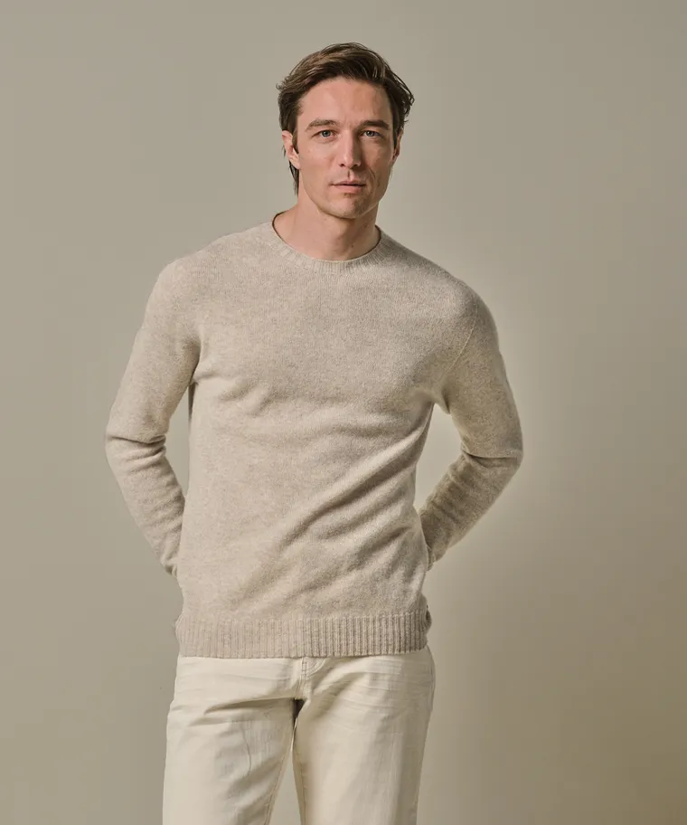 PROFUOMO Round Neck Cashmere Licht zand