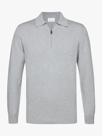 PROFUOMO Polo met rits lichtgrijs