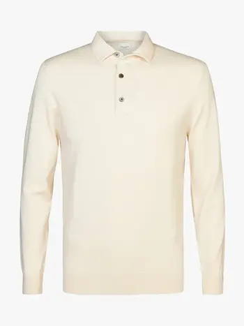 PROFUOMO Luxury Basic one piece polo lange mouw off-white