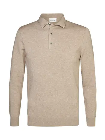 PROFUOMO Luxury Basic one piece polo lange mouw beige