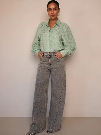 FREEBIRD Melody stud pants grey wash