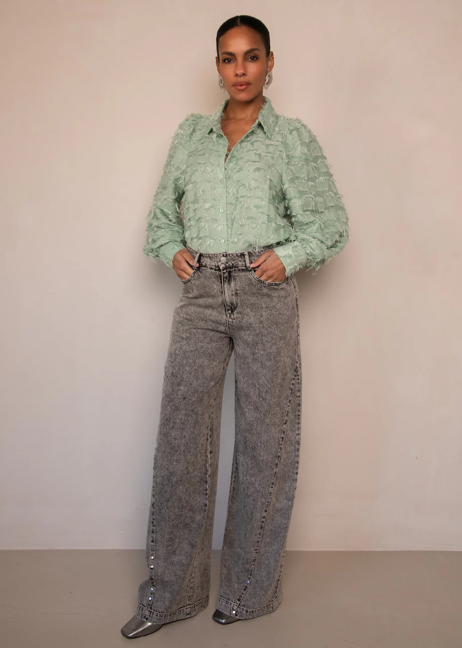 FREEBIRD Melody stud pants grey wash