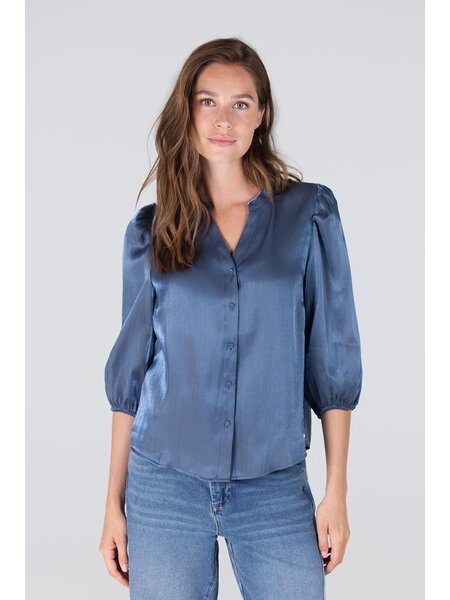 JANSEN AMSTERDAM Bo blouse puff sleeve blue grey