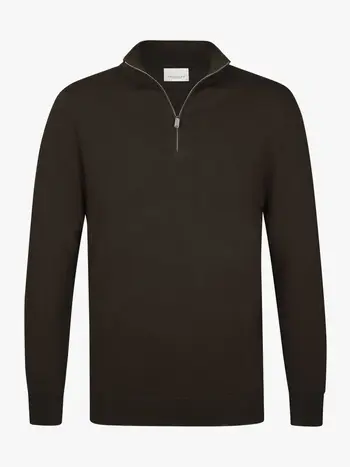 PROFUOMO Luxury Basic half zip donkerbruin
