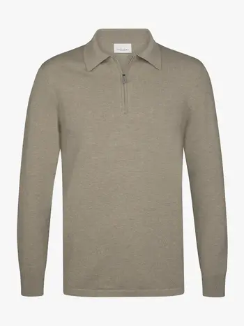 PROFUOMO Luxury Basic half zip polo beige