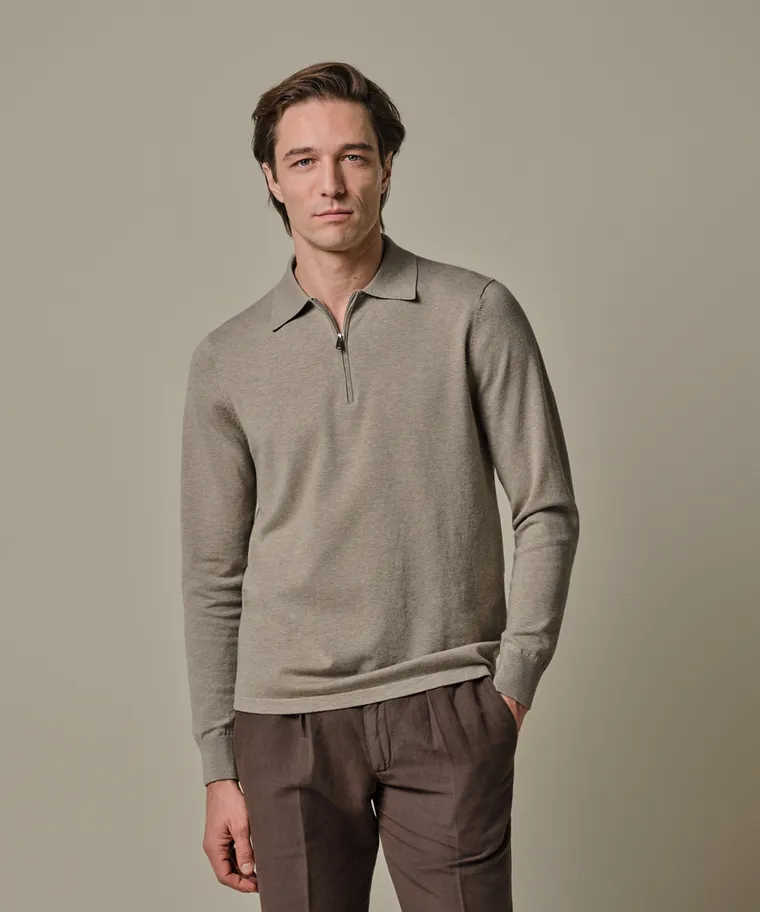 PROFUOMO  Beige polo zip