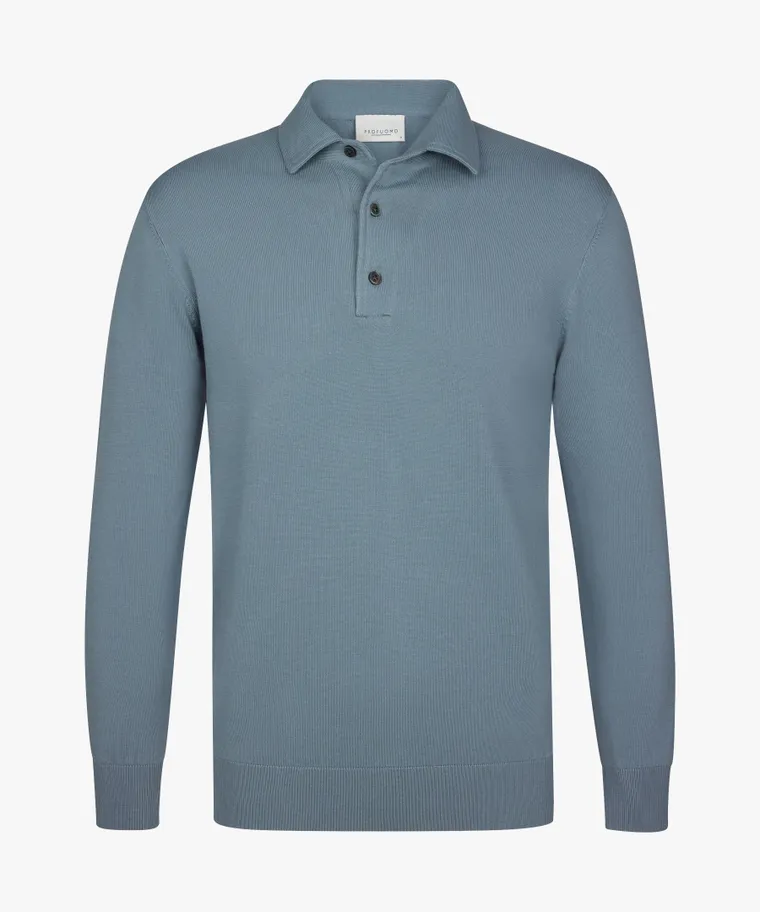PROFUOMO Polo langemouw Grey blue