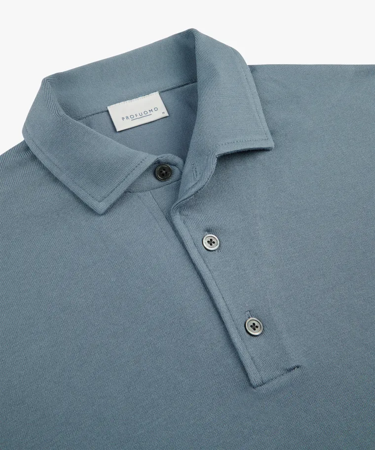 PROFUOMO Polo langemouw Grey blue
