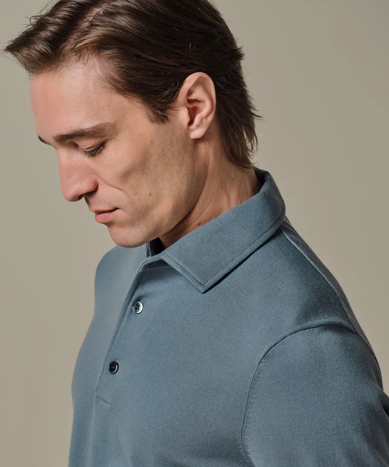 PROFUOMO Polo langemouw Grey blue